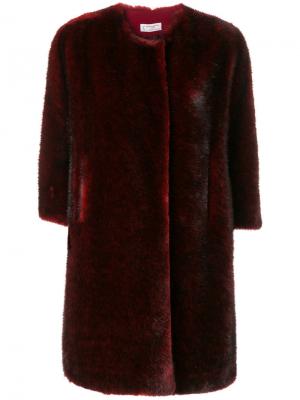 Пальто из искусственного меха без воротника Alberto Biani. Цвет: красный