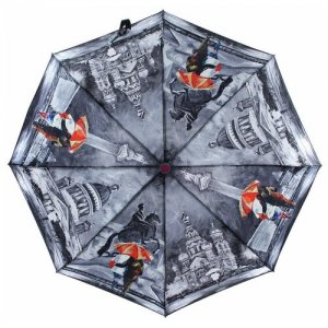 Мини-зонт, мультиколор PLANET. Цвет: серый