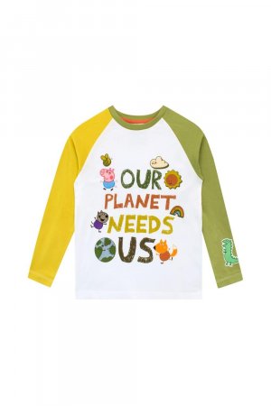 Наша планета нуждается в нас Экологичный топ с длинными рукавами George Pig , зеленый Peppa