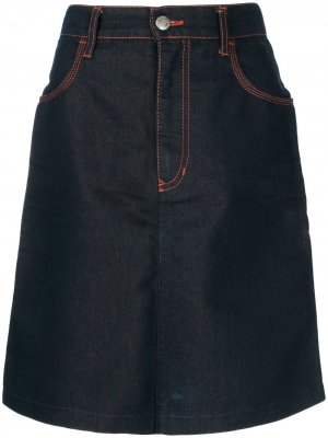 Джинсовая юбка с декоративной строчкой Fendi Pre-Owned. Цвет: синий