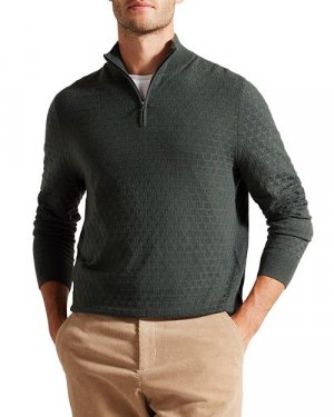Пуловер с молнией на четверть Т-образной строчкой , цвет Green Ted Baker