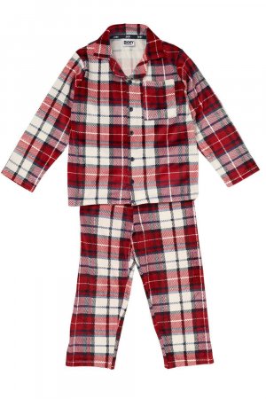 Пижамный комплект Minky для мальчиков, бордовая рубашка в клетку, низ малышей, возраст 2–7 лет , красный DKNY