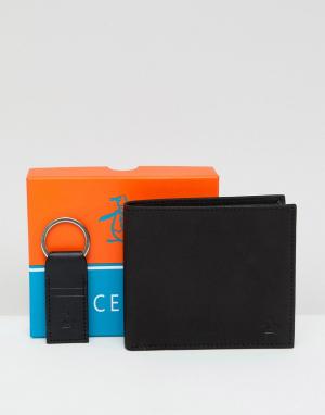 Бумажник и брелок для ключей Original Penguin. Цвет: черный