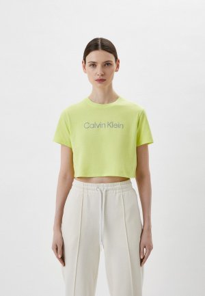 Топ Calvin Klein Performance PW - SS Cropped T-Shirt. Цвет: зеленый