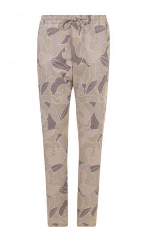 Укороченные брюки с принтом и эластичным поясом Dries Van Noten. Цвет: бежевый