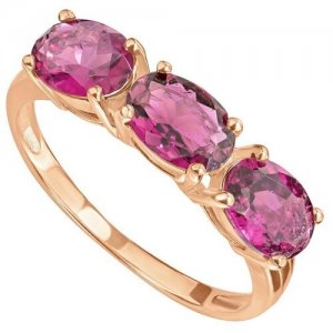 Серебряное кольцо с натуральным турмалином (розовым) - размер 21 LAZURIT-ONLINE. Цвет: фуксия