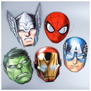 Набор карнавальных масок 5 шт Marvel. Цвет: микс/разноцветный