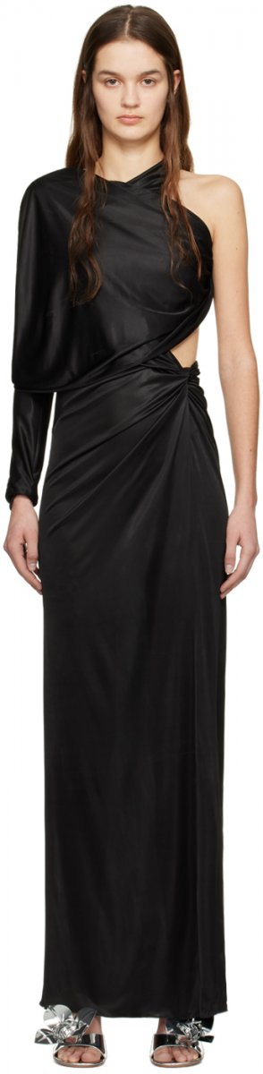 Черное платье-макси с узлом Atlein