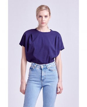 Женская плиссированная футболка , синий English Factory
