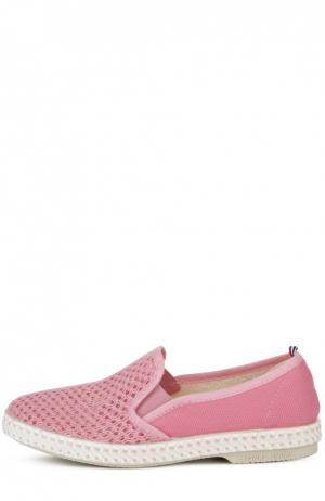 Слипоны с текстильной сеткой Rivieras Leisure Shoes. Цвет: розовый