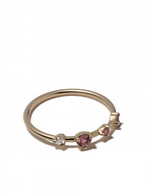 Кольцо из розового золота с турмалинами и бриллиантом WWAKE. Цвет: золотистый