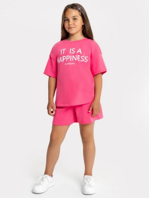 Комплект для девочек (футболка, шорты) Mark Formelle. Цвет: фуксия +печать