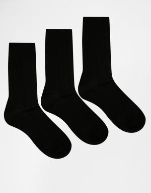 3 пары черных носков вязки косичкой Lovestruck. Цвет: черный