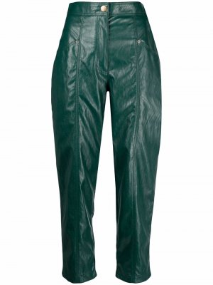 Укороченные брюки из искусственной кожи TWINSET. Цвет: зеленый