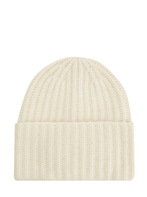Кашемировая шапка эластичной вязки с широким отворотом RE VERA. Цвет: белый