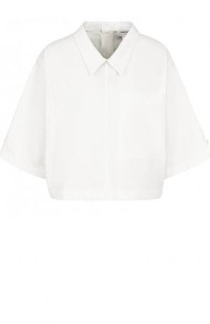 Хлопковая блуза свободного кроя с укороченным рукавом Thom Browne. Цвет: белый