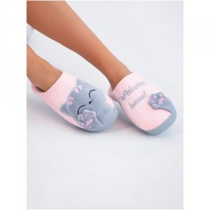 Тапочки женские домашние тапки для дома дачи теплые женская обувь в подарок розовые, велюровые, мягкие Glamuriki. Цвет: розовый/серый