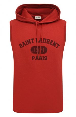 Хлопковое худи Saint Laurent. Цвет: красный