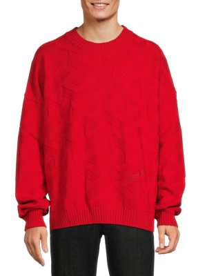 Шерстяной свитер с узором Macro Greca , красный Versace