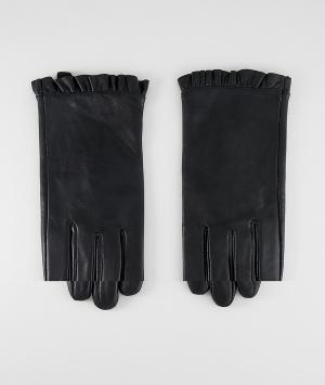 Кожаные перчатки с оборками ASOS DESIGN. Цвет: черный