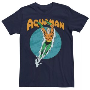 Мужская футболка для плавания и танцев Aquaman, синий DC Comics