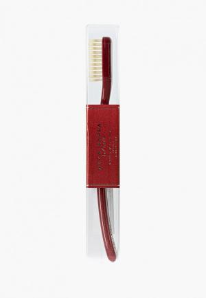 Зубная щетка Acca Kappa с нейлоновой щетиной средней жесткости (цвет Venetian Red). Цвет: бордовый