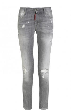 Укороченные джинсы прямого кроя с потертостями Dsquared2. Цвет: серый