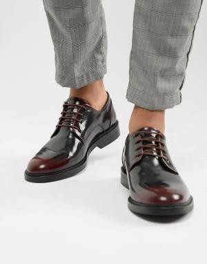 Бордовые блестящие туфли на шнуровке -Красный Zign