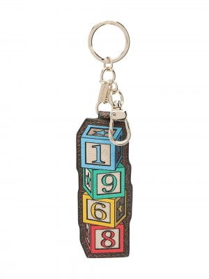 Брелок для ключей с принтом ETRO. Цвет: коричневый