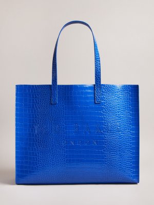 Большая сумка-шоппер с имитацией крокодила Allicon, ярко-синяя Ted Baker