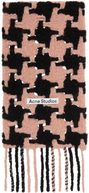 Розовый и черный шарф с узором «гусиные лапки» Acne Studios