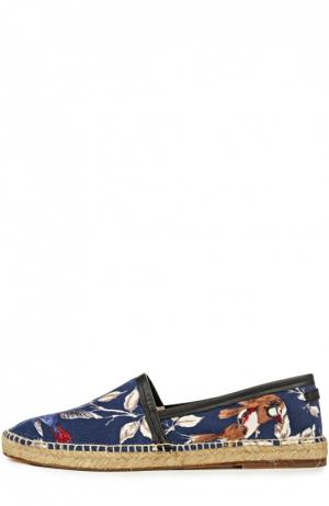 Эспадрильи с растительным орнаментом и кожаной отделкой Dolce & Gabbana. Цвет: синий
