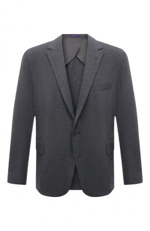 Хлопковый пиджак Ralph Lauren. Цвет: серый