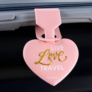 Бирка на чемодан в виде сердца, розовая No brand