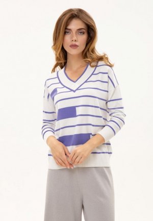 Пуловер Odalia М0465/белый/лиловый. Цвет: белый