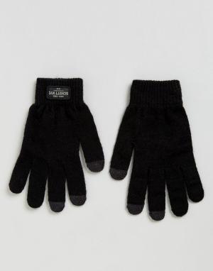 Черные трикотажные перчатки Schott. Цвет: черный