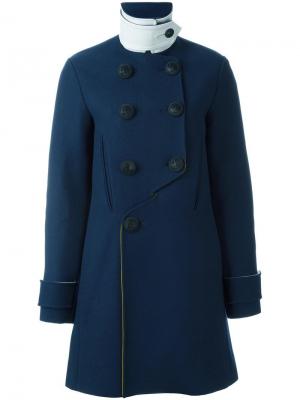 Двубортное пальто Cédric Charlier. Цвет: синий
