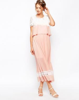 Платье макси с плиссированной юбкой Soma London. Цвет: розовый