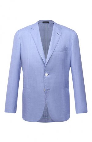 Пиджак из шелка и кашемира Brioni. Цвет: голубой