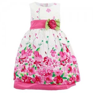 Платье , хлопок, нарядное, флористический принт, размер 5 лет, белый, розовый LP Collection. Цвет: розовый