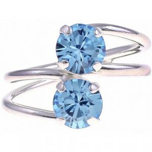 Кольцо , кристаллы Swarovski, серебряный, синий Malu. Цвет: серебристый/синий/серебристый-синий