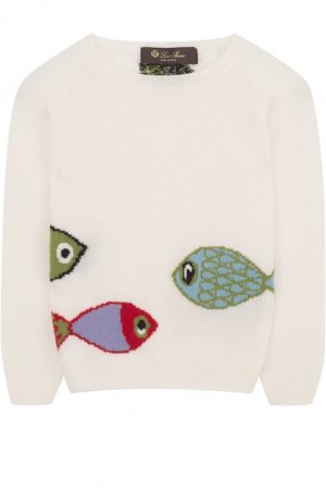 Кашемировый пуловер с принтом Loro Piana. Цвет: белый