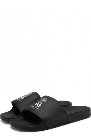 Резиновые шлепанцы с логотипом бренда Y-3. Цвет: черный