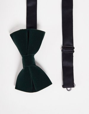 Темно-зеленый бархатный галстук-бабочка -Зеленый цвет ASOS DESIGN
