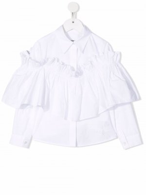 Рубашка с оборками MM6 MAISON MARGIELA KIDS. Цвет: белый