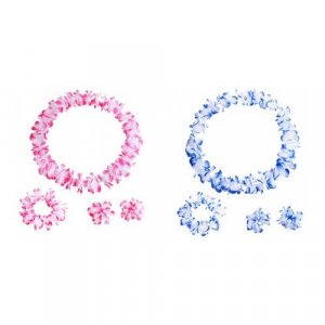 Гавайский набор, 4 предмета: ожерелье лея, венок, 2 браслета (цвет розовый, синий) (2 набора в комплекте) Happy Pirate. Цвет: розовый/синий/розовый-синий