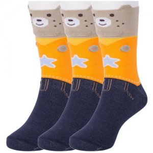 Комплект из 3 пар детских носков LORENZLine мультиколор, размер 14-16. Цвет: мультиколор