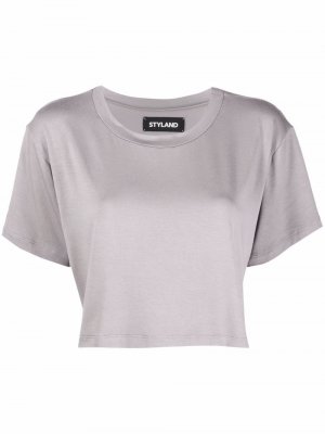 Укороченная футболка Styland. Цвет: серый