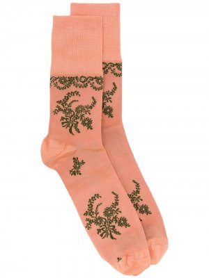 Жаккардовые носки с цветочным узором Simone Rocha. Цвет: розовый
