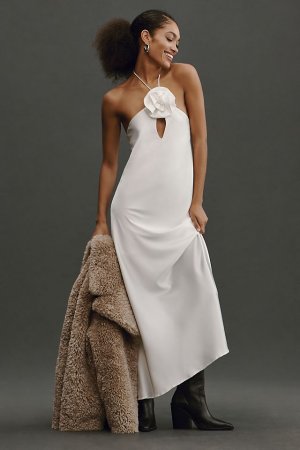 Платье макси с вырезом и цветочным принтом, белый Delfi Collective